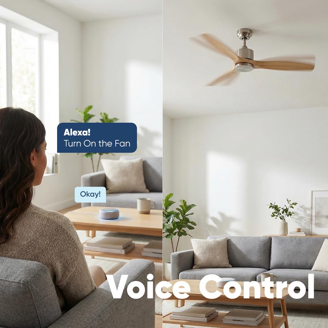 AZIOT Smart IOT ceiling fan kit with RF Remote, compatible with Amazon Alexa, google assistant, temperature control, remote-controlled, timer control, app control