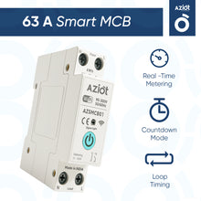Aziot 1P 63A WiFi Smart Circuit Breaker with Power Monitoring, Remote & Voice Control | Compatible with EV Chargers, Geysers, Water Pumps, Room Heaters, and Heavy-Duty Appliances | SmartLife App