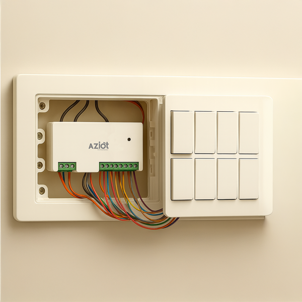 AZIOT 7 Node IO Smart Switch | 6 Normal Loads + 1 x 16A Heavy Load | WiFi + Bluetooth | Dual Power Input (Inverter & Raw) | Timer Function | Voice Control with Alexa & Google | Made in India