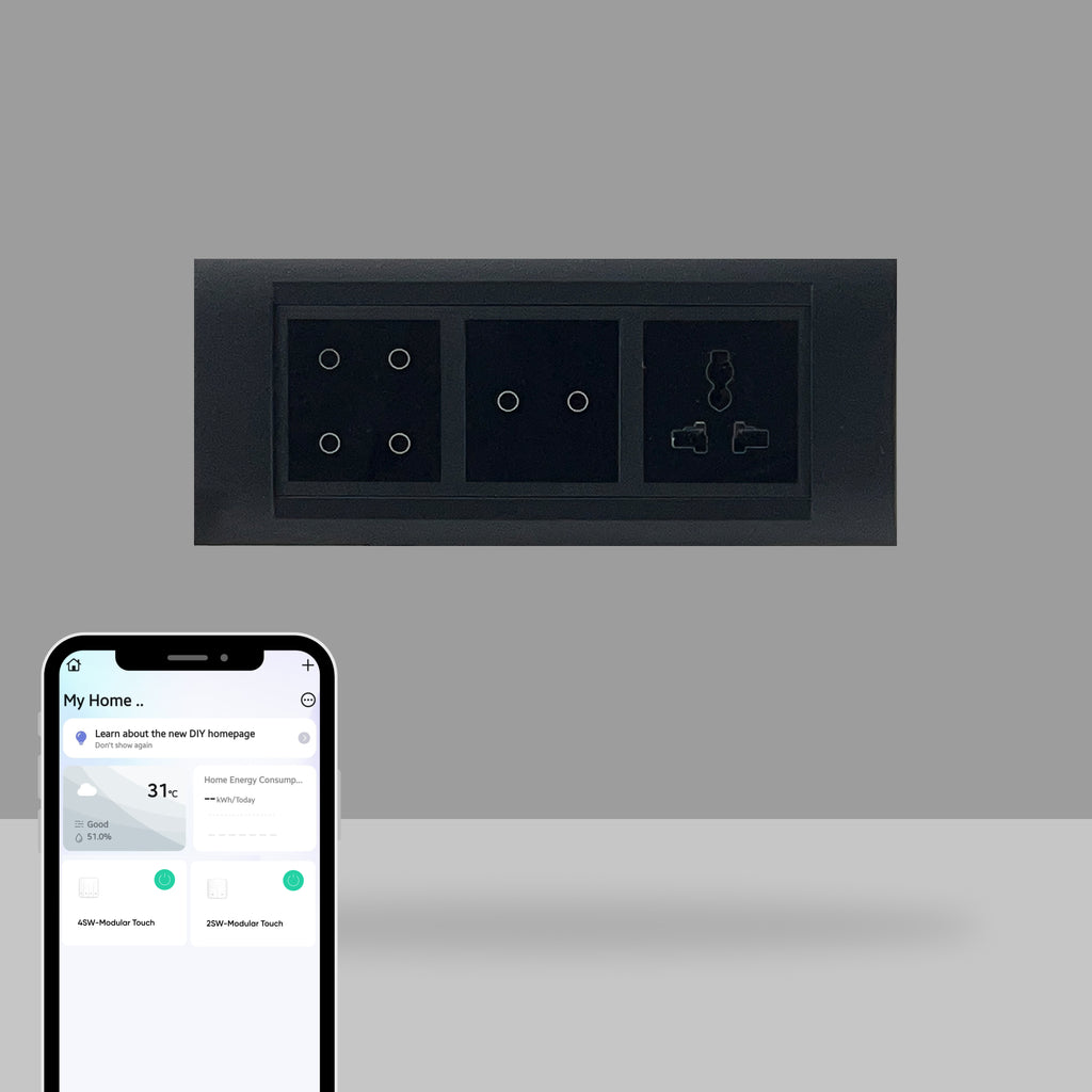 Aziot 6 Module Smart Switch Board Plate with 4 & 2 Touch Switches