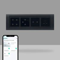 Aziot 8 Module Switch Board Plate | Smart 4 Touch, 2 Touch SW, Fan Touch & Socket