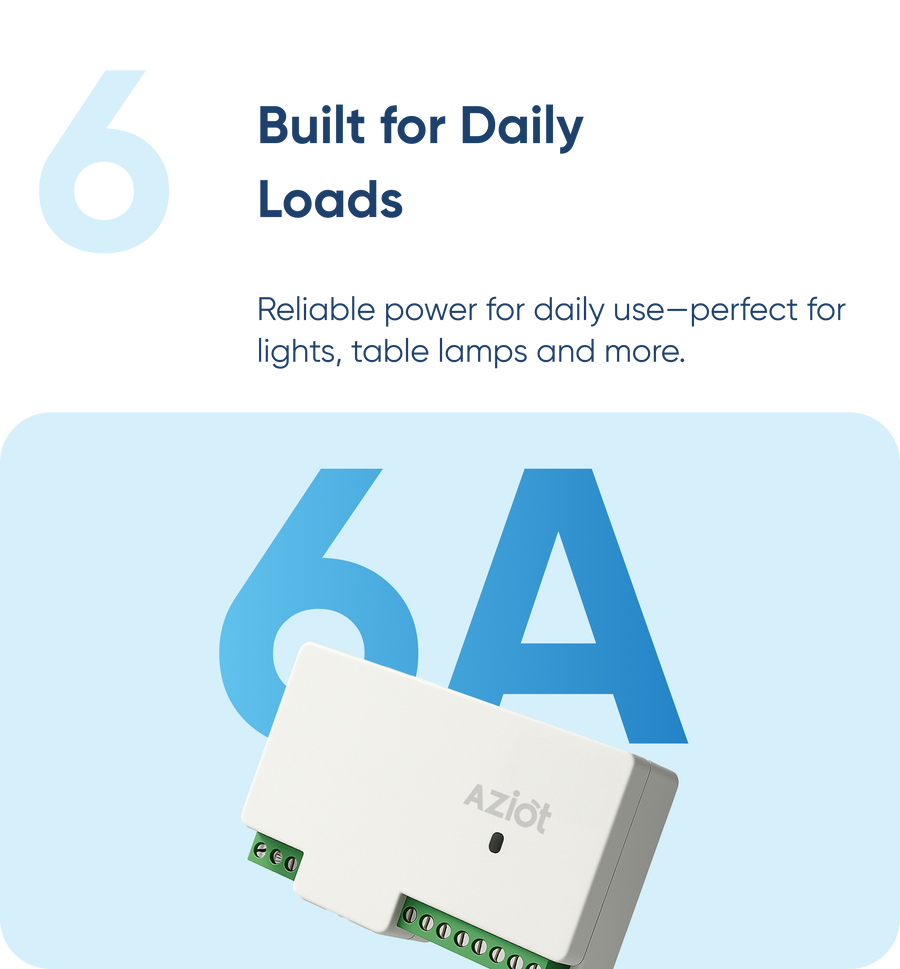AZIOT 8 Node Smart Switch - WiFi/Bluetooth Communication - Made in India - Timer Function - Voice Command (8 Node)