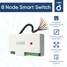 AZIOT 8 Node Smart Switch - WiFi/Bluetooth Communication - Made in India - Timer Function - Voice Command (8 Node)