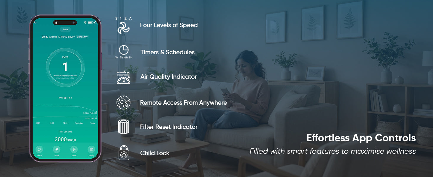 AZIOT Elevate Smart Air Purifier for Home & Office, 4-Stage HEPA H13 Filtration, Covers 465 sq.ft, WiFi App & Voice Control, 99.99% Allergen Removal, 9000 Hrs Filter Life, AQI LED Display, DC Motor