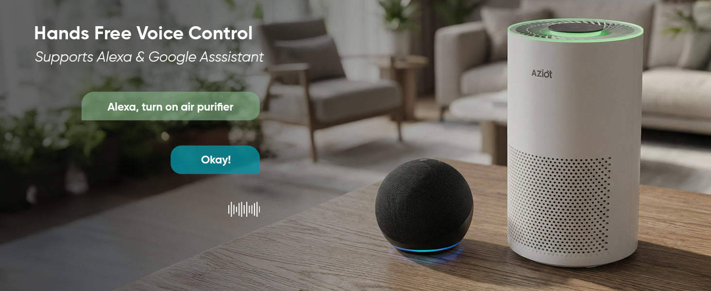 AZIOT Elevate Smart Air Purifier for Home & Office, 4-Stage HEPA H13 Filtration, Covers 465 sq.ft, WiFi App & Voice Control, 99.99% Allergen Removal, 9000 Hrs Filter Life, AQI LED Display, DC Motor