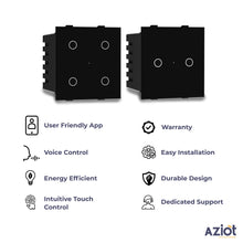 Aziot 6 Module Switch Board Plate | Smart 4 Touch, 2 Touch SW & Socket
