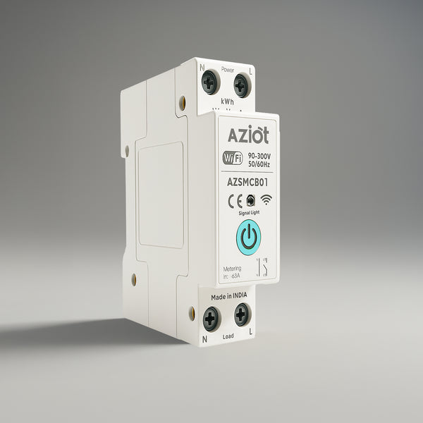 Aziot 1P 63A WiFi Smart Circuit Breaker with Power Monitoring, Remote & Voice Control | Compatible with EV Chargers, Geysers, Water Pumps, Room Heaters, and Heavy-Duty Appliances | SmartLife App