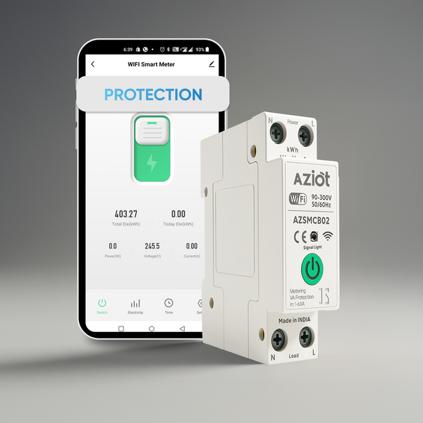 AZIOT 1P 63A WiFi Smart Circuit Breaker with Power Monitoring, Remote & Voice Control | Over/Undervoltage & Overcurrent Protection | Works with EV Chargers, Heaters, Pumps | SmartLife App