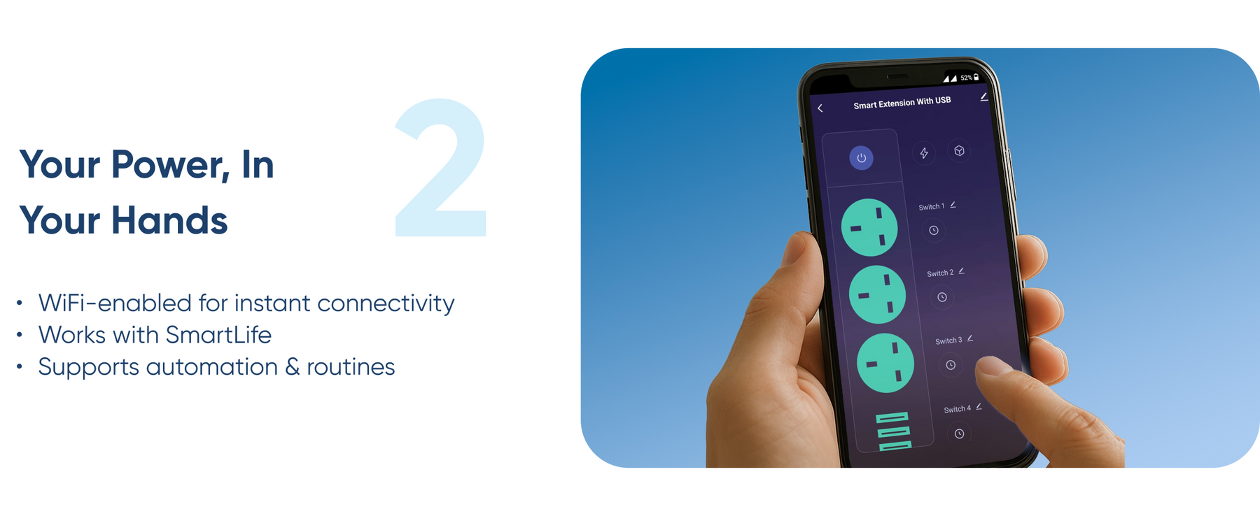 AZIOT 3 Socket + USB Smart Extension - Wifi/Bluetooth Enabled