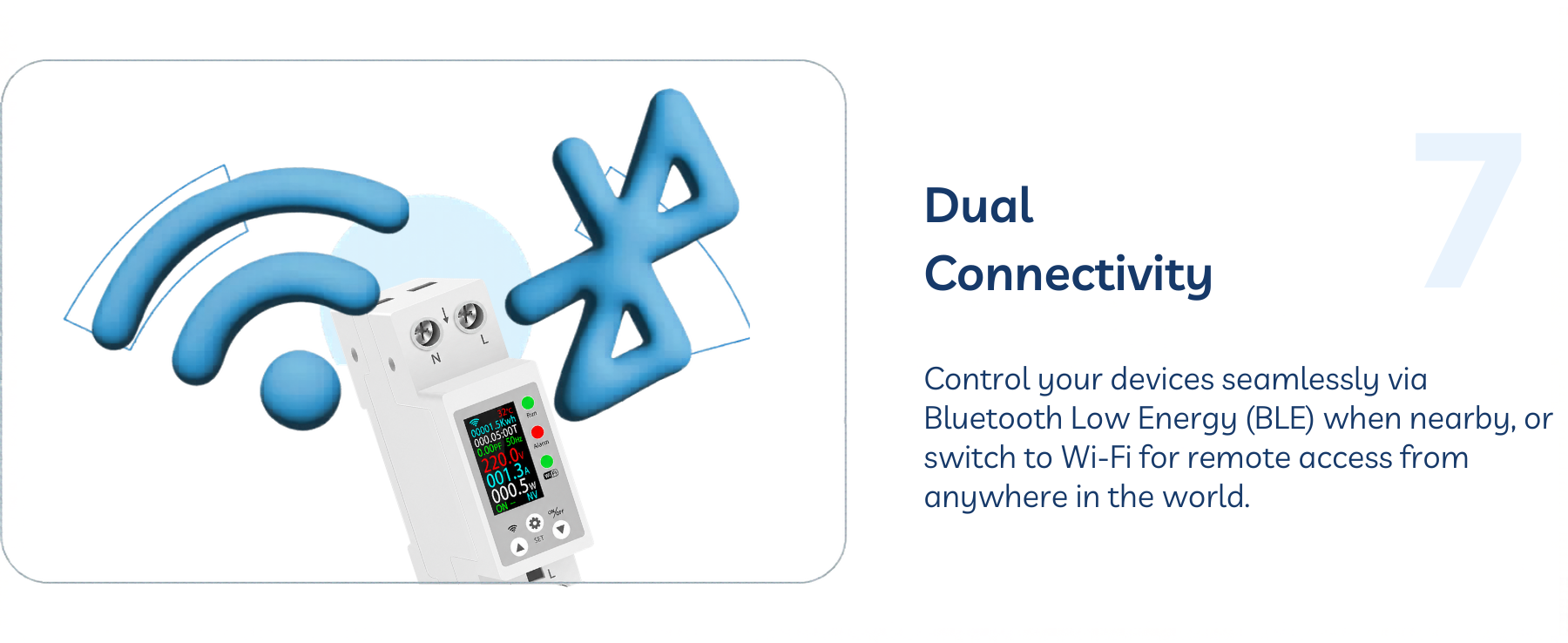 AZIOT Premium Smart WiFi MCB 63A with Digital Display | Intelligent Circuit Protection & Energy Monitoring | App & Voice Control | Alexa, Google Assistant Compatible